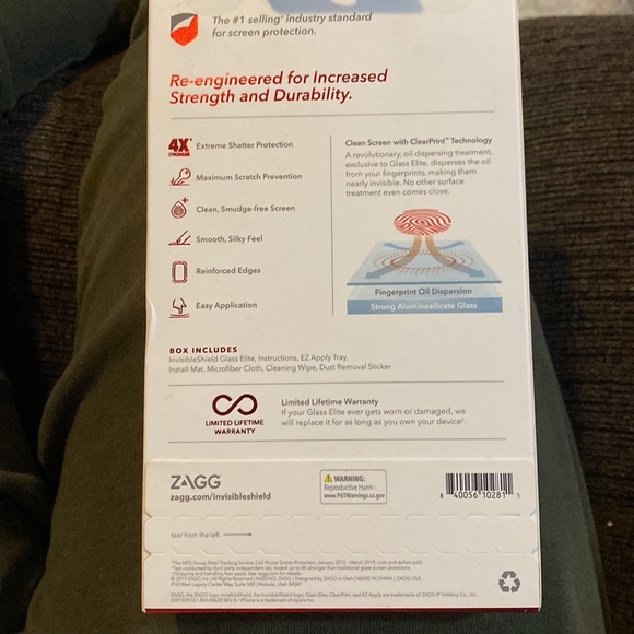 Zagg Invisible Shield Glass Elite, New Iphone 5.8" 2019/Xs/X - Picture 2 of 2